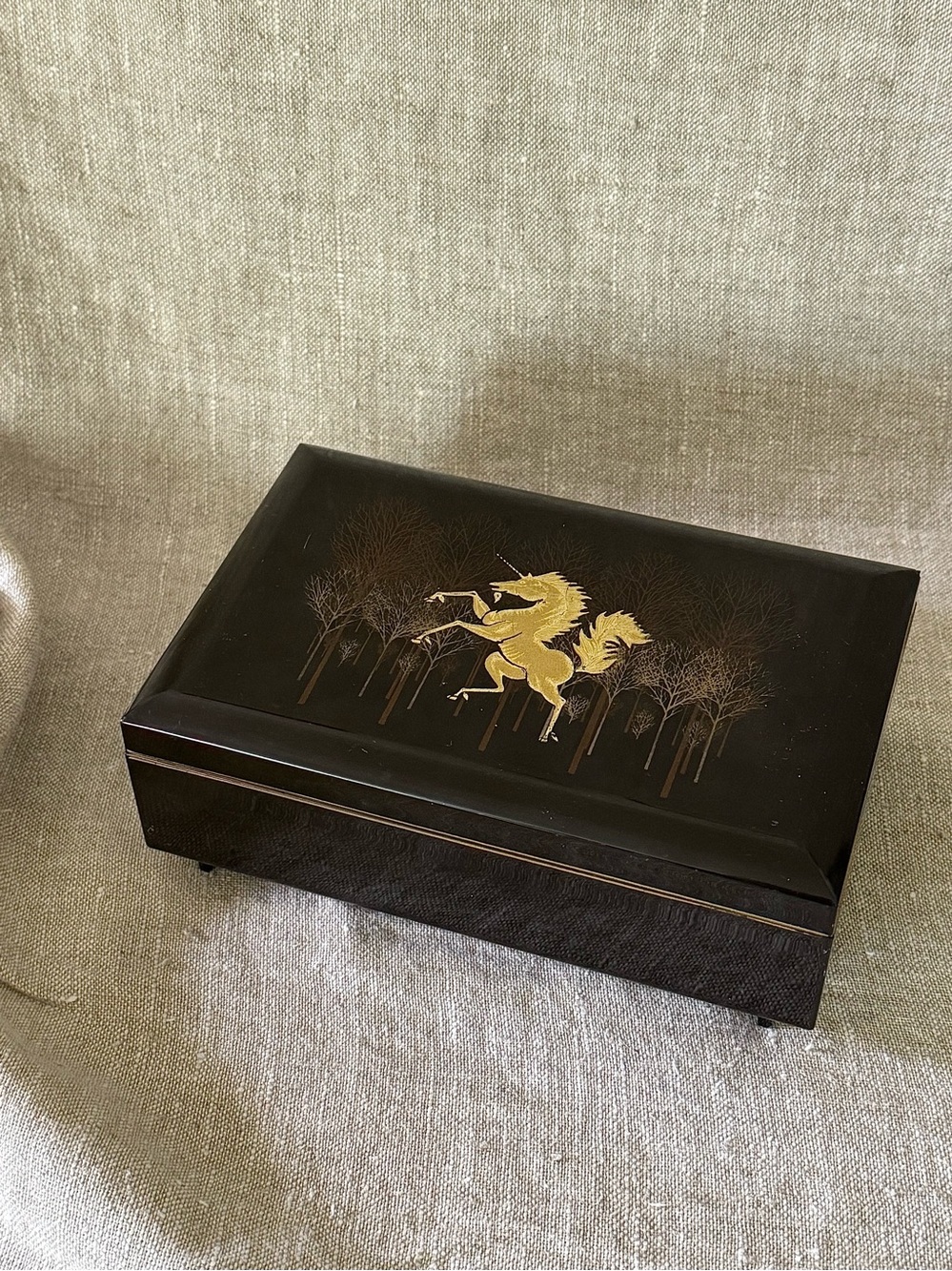 Vintage Otagiri Unicorn Music Jewelry Box